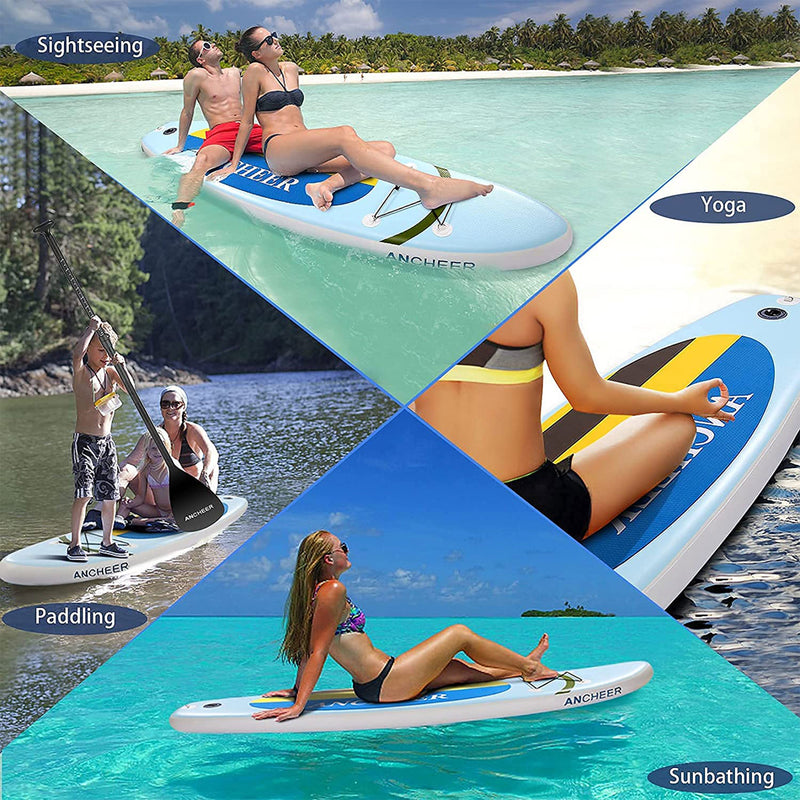 Ancheer 10 Ft Inflatable Paddle Board w/Accessories & Bag, Yellow (Open Box)