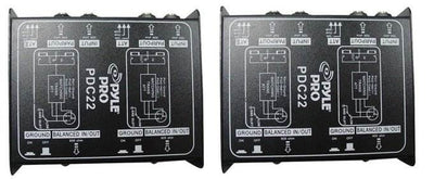 2) PYLE PRO PDC22 1/4" Input to Dual Passive Direct Balanced/Unbalanced Box XLR