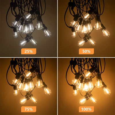 Banord 48 Ft 1 Watt String Lights, 16 Shatterproof Bulbs for Outdoor Use, 2 Pack