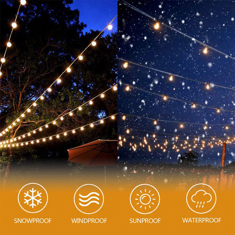 Banord 100 Ft String Lights, 50 Shatterproof White Bulbs for Outdoor Use, 2 Pack