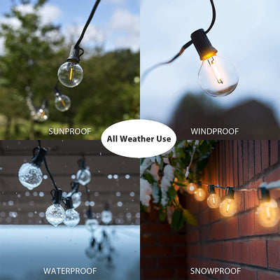 Banord LED 48 Foot 1W Smart String Lights, 24 Shatterproof Bulbs for Outdoor Use