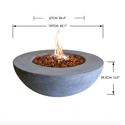 Elementi Liquified Petroleum Lunar Bowl Fire Pit w/ Auto Ignition & Clean Flame