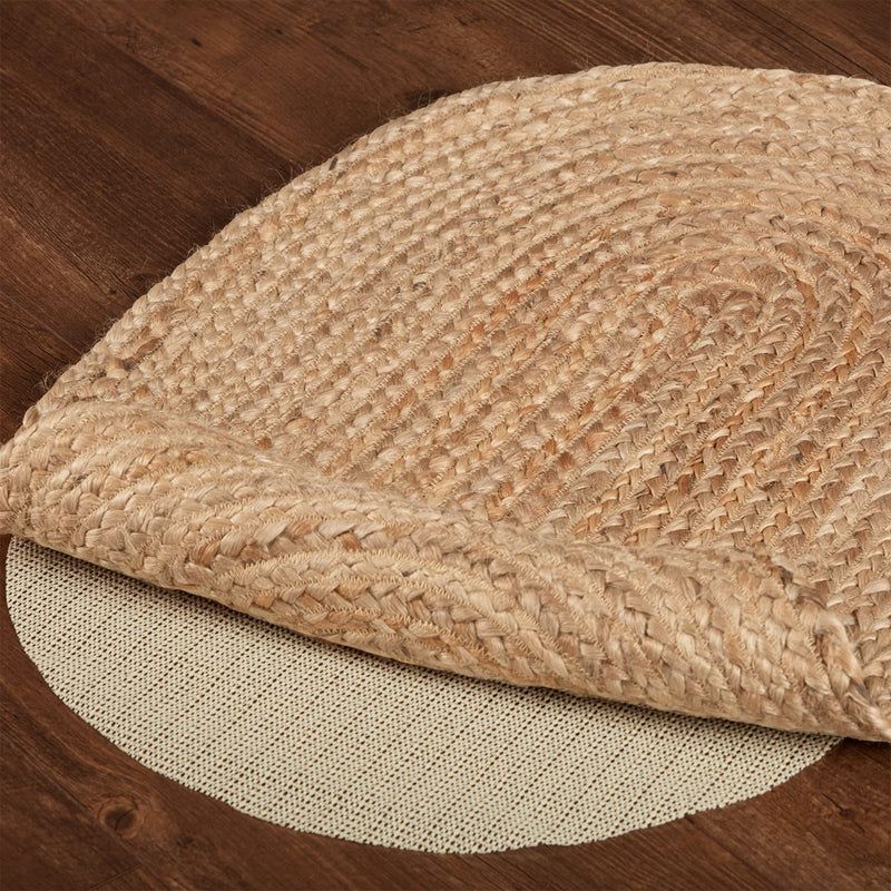VHC Brands April & Olive 20 x 30 Inch Jute Oval Rug with Non Skid Pad, Creme