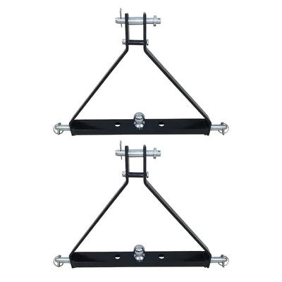 Field Tuff 3 Point Triangle Frame Lawn Tractor Trailer Hitch, Black (2 Pack)