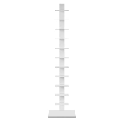SEI Furniture Modern 65.25 Inch Tall 12 Shelf Spine Floating Book Tower, White