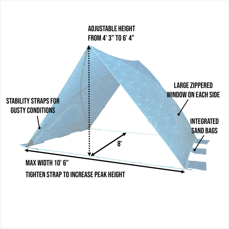 Lightspeed 221091 A-Shade Adjustable Beach Tent w/ Protection & Windows, Blue
