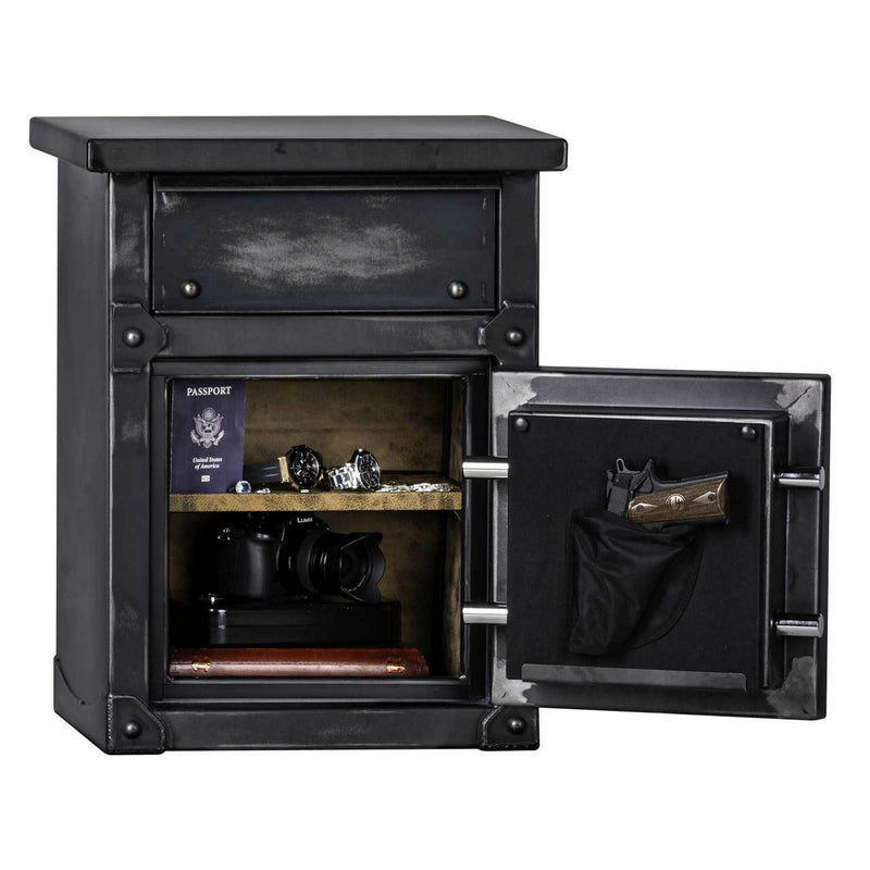 Longhorn Locking Security Storage Safe End Table Nightstand with Handgun Holder