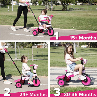 smarTrike Breeze S Multi Stage Toddler Tricycle for Ages 15 to 36 Months, Pink
