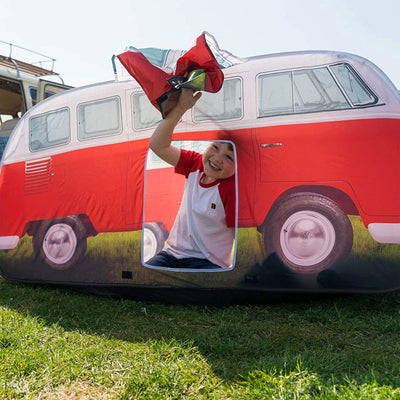 VW Licensed Range Kids Pop Up Camper Van Play Tent with Carry Bag, Titan Red