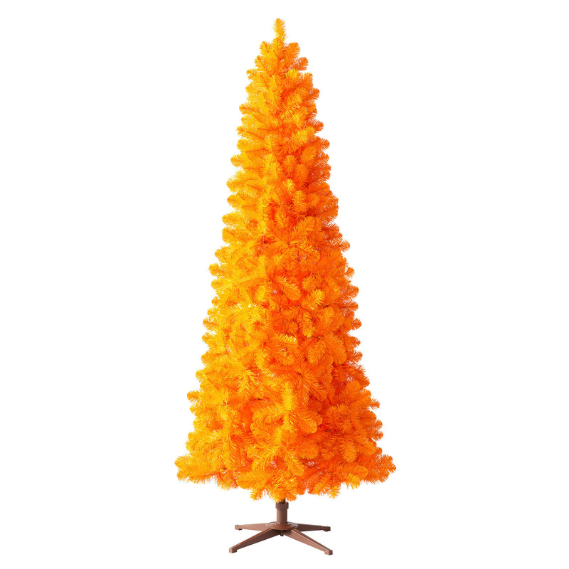Treetopia Sunset Orange 6 Foot Artificial Prelit Slim Christmas Tree with Stand