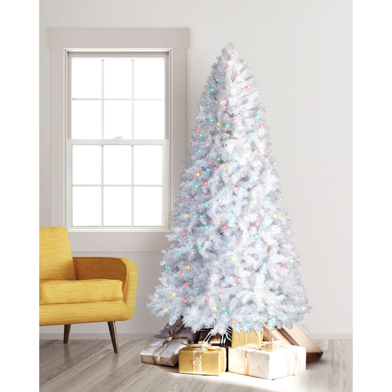 Treetopia Winter White 7 Foot Artificial Prelit LED Full Christmas Tree w/Stand