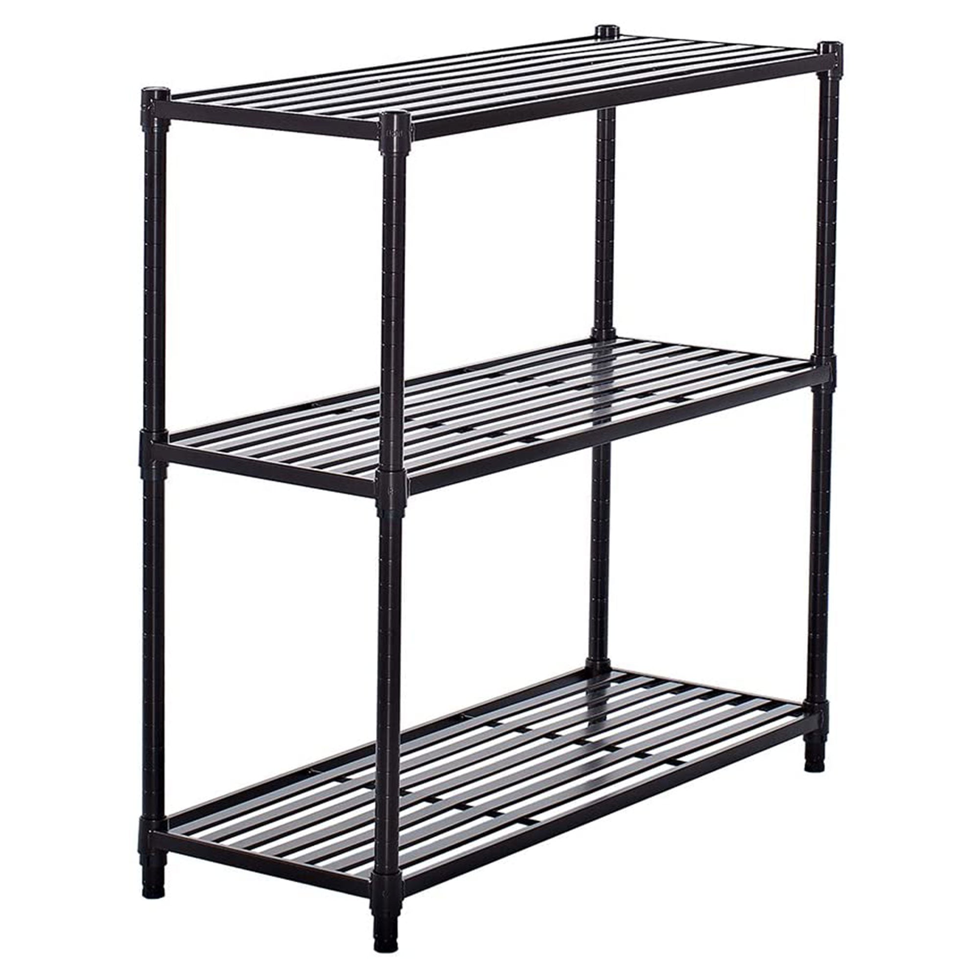 TRINITY EcoStorage 3 Tier Adjustable Flat Slat Wire Shelving, Dark Bronze - VMInnovations
