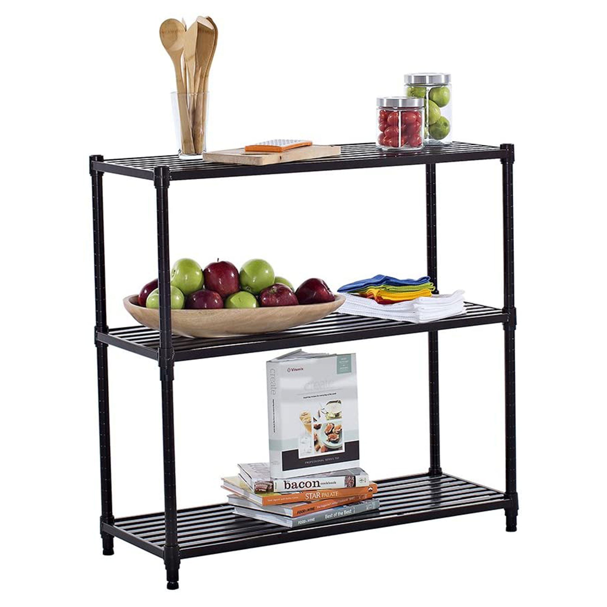 TRINITY EcoStorage 3 Tier Adjustable Flat Slat Wire Shelving, Dark Bronze - VMInnovations