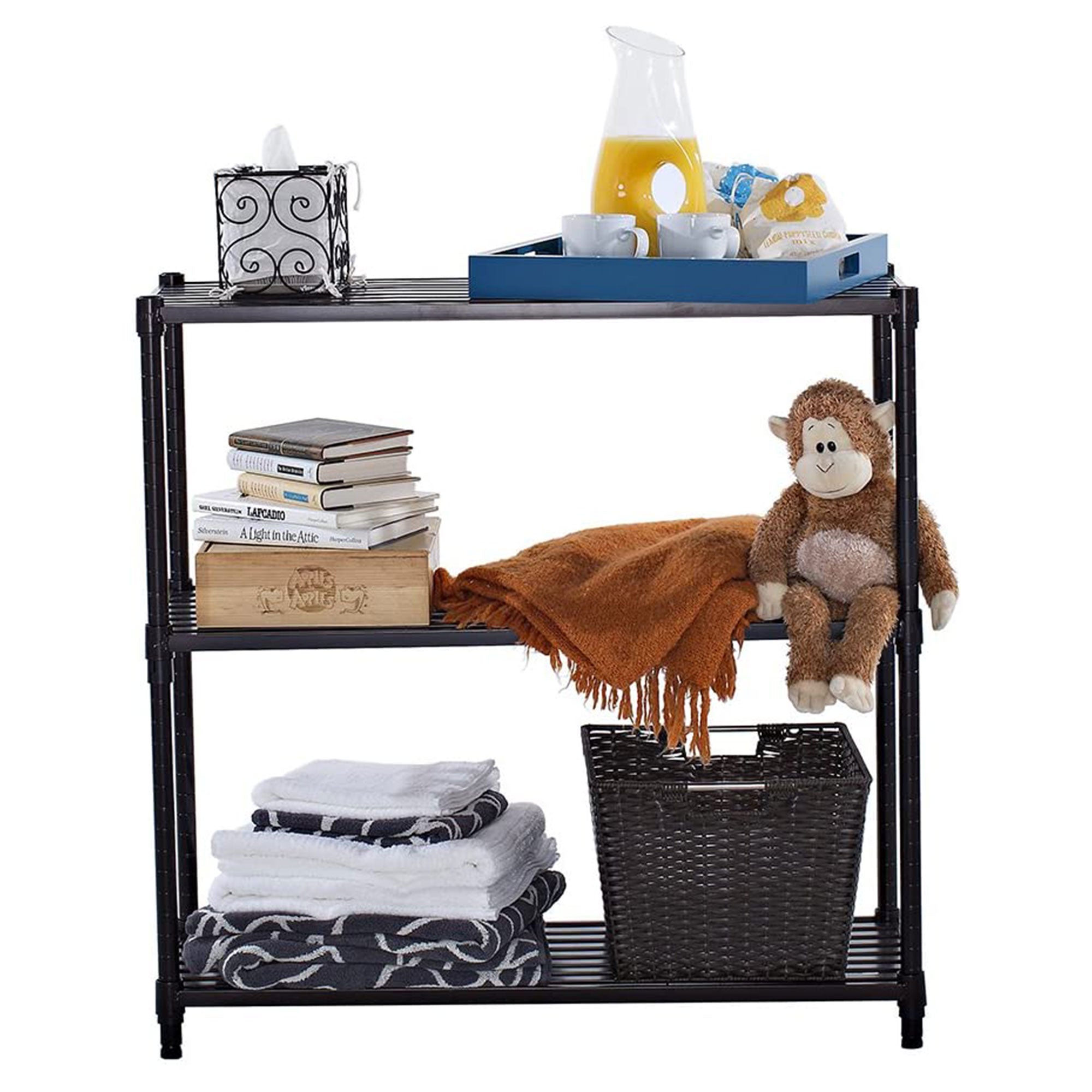 TRINITY EcoStorage 3 Tier Adjustable Flat Slat Wire Shelving, Dark Bronze - VMInnovations