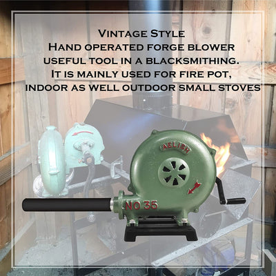 Simond Store Hand Crank Blacksmith Coal Forge Blower Manual Fan, 11 Inch Casing