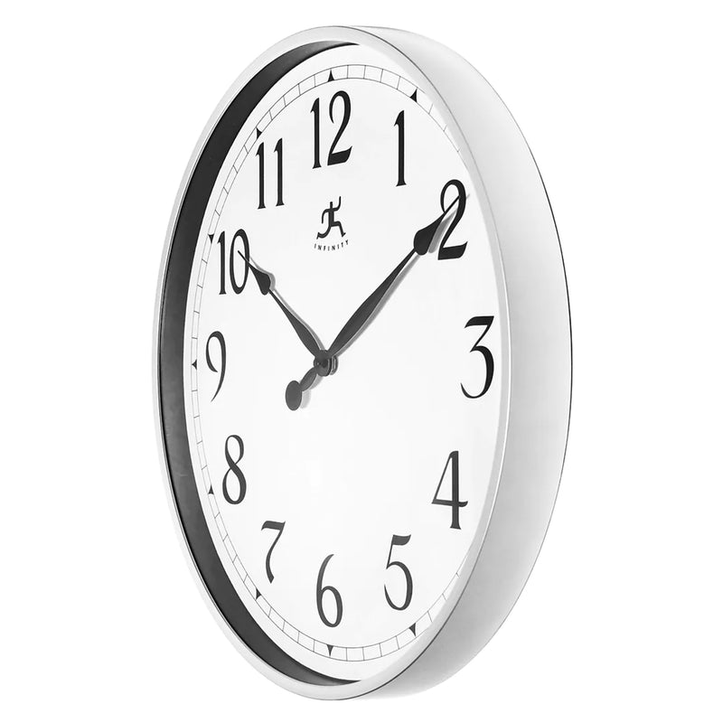 Infinity Instruments 18 Inch Modern Contemporary Round Office Wall Clock, Silver