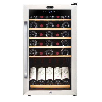 Whynter 34 Bottle 6 Shelf Lockable Free Stand Wine Refrigerator, Stainless Steel