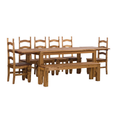 TableChamp Solid Brazilian Pine Wood Dining Table, 55.1 x 31.5 In, Pine Finish