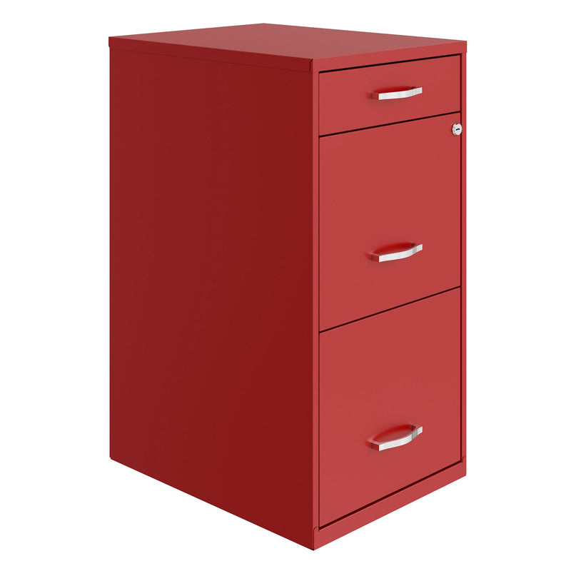 Space Solutions 18 Inch Wide 3 Drawer File Organizer Cabinet for Office, Red