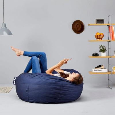 Big Joe Fuf Large Shredded Foam Beanbag Chair with Removable Cover, Navy Lenox