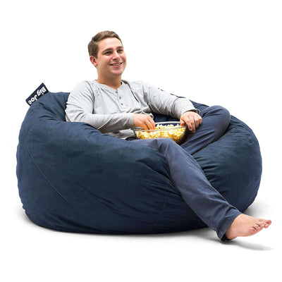 Big Joe Fuf Large Shredded Foam Beanbag Chair with Removable Cover, Navy Lenox