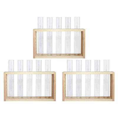 Banord Wall Hanging Glass Terrarium Planters with 5 Test Tubes, Natural (3 Pack)
