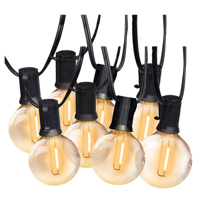 Banord LED 48 Foot 1 Watt String Lights, 25 Shatterproof Outdoor Bulbs (2 Pack)