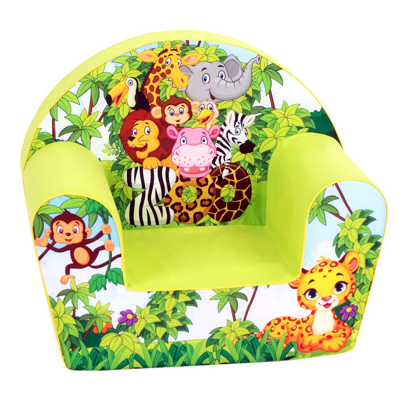 Delsit Toddler Lightweight Kid Sized Comfy Foam Lounger Reading Chair, Zoo Pals