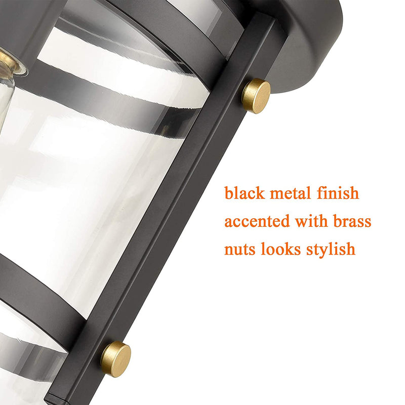HYDELITE Industrial Modern Flush Mount LED Ceiling Light Fixture w/ Glass, Black