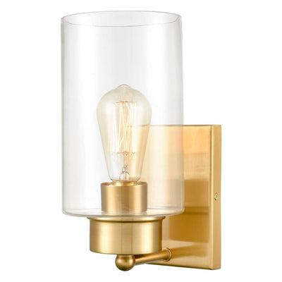 SAMTEEN Mid Century Modern Brass & Clear Glass Wall Mounted Sconce Light Fixture