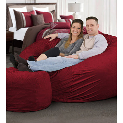 Ultimate Sack 6 Foot Foam Filled Washable Suede Covered Bean Bag Chair, Burgundy