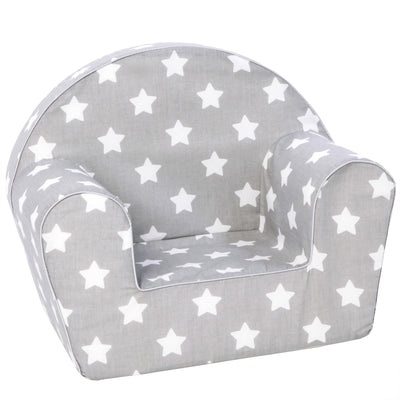 Delsit Toddler Lightweight Kid Sized Comfy Lounger Reading Chair, Grey w/ Stars