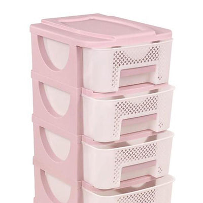 Homeplast Ouma 38 Inch Tall Plastic 5 Drawer Home Storage Organizer Shelf, Pink