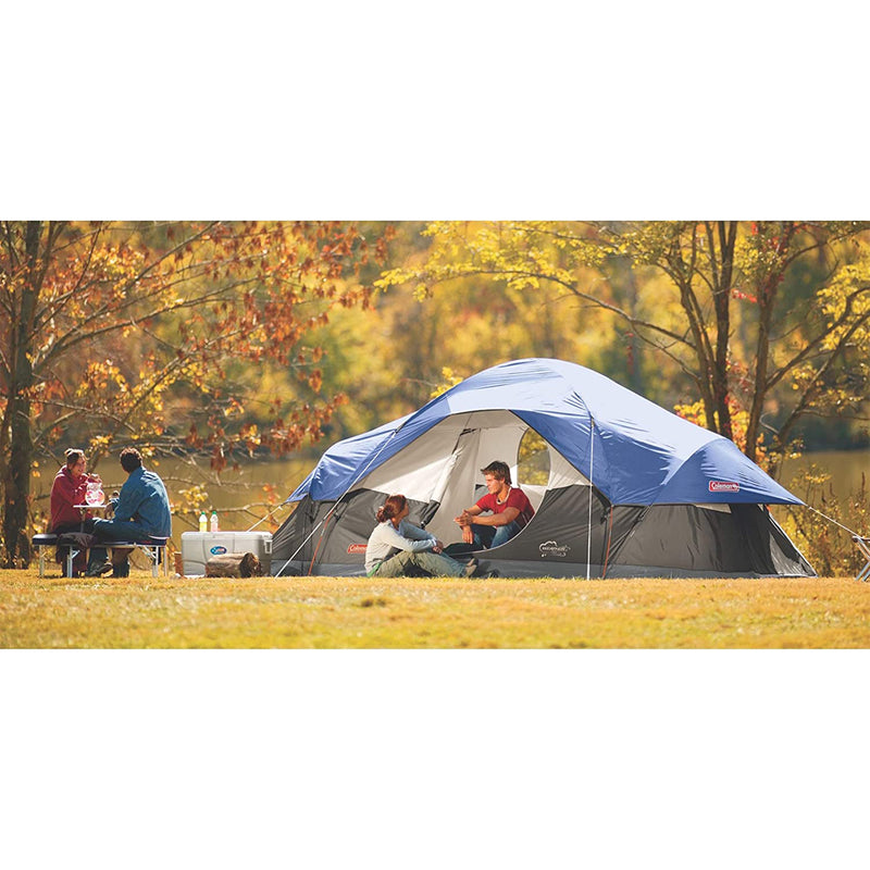 Coleman Red Canyon 8 Person 17x10Ft Outdoor Large Family Camping Tent,Blue(Used)
