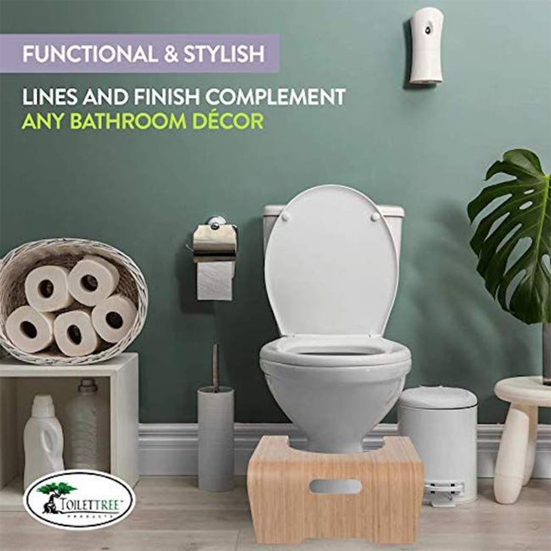 ToiletTree Products 8.5 Inch High Natural Bamboo Wood Bathroom Toilet Stool