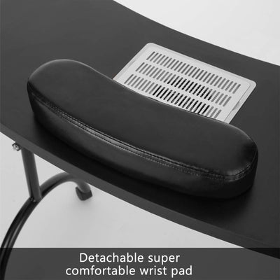 LEIBOU Vented Foldable Manicure Nail Technician Table w/ Fan, Black (Open Box)