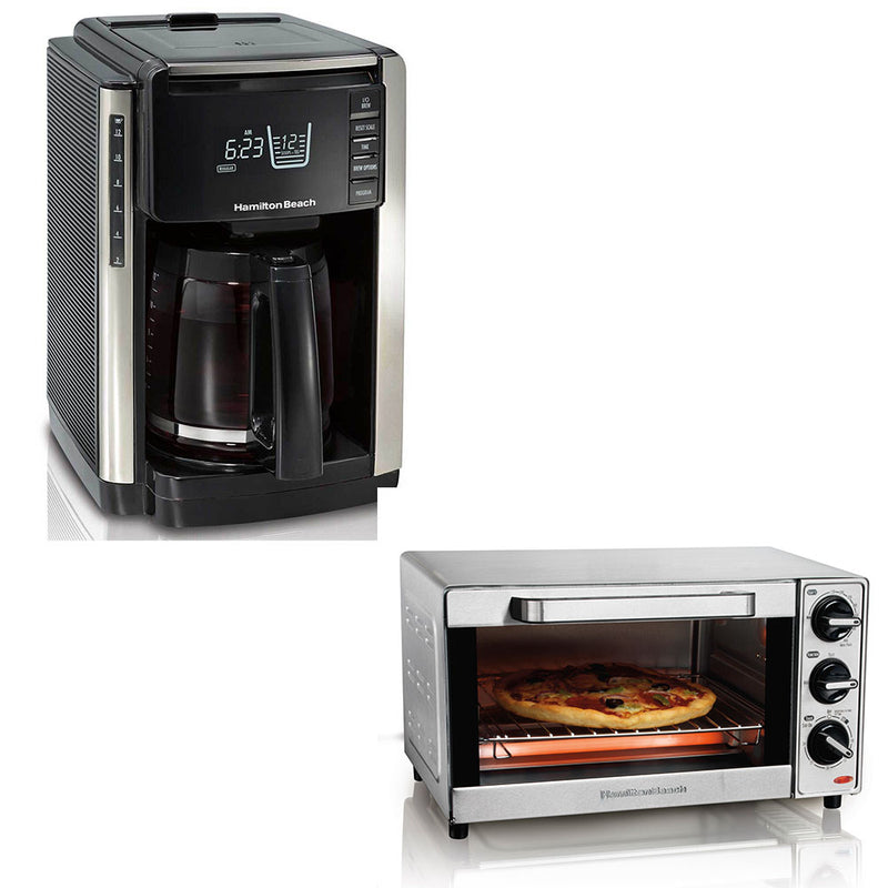 Hamilton Beach 12 Cup Coffee Maker and Countertop Toaster Oven, Stainless Steel