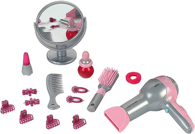 Theo Klein 15 Piece Braun Kids Hairstyling Beauty Case Kit Plastic Toy Set
