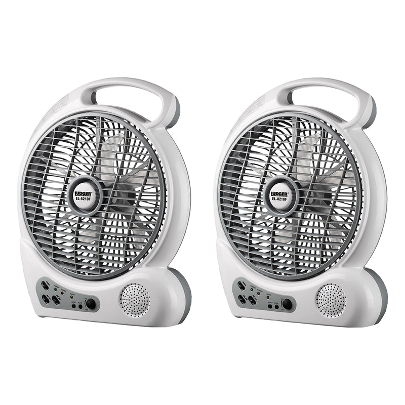 Ludger Power & Light EL-8210F Portable 10 Inch Fan with LED Lights (2 Pack)