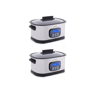 NutriChef 11 in 1 Electric Oval Sous Vide Slow Cooker, Stainless Steel (2 Pack)