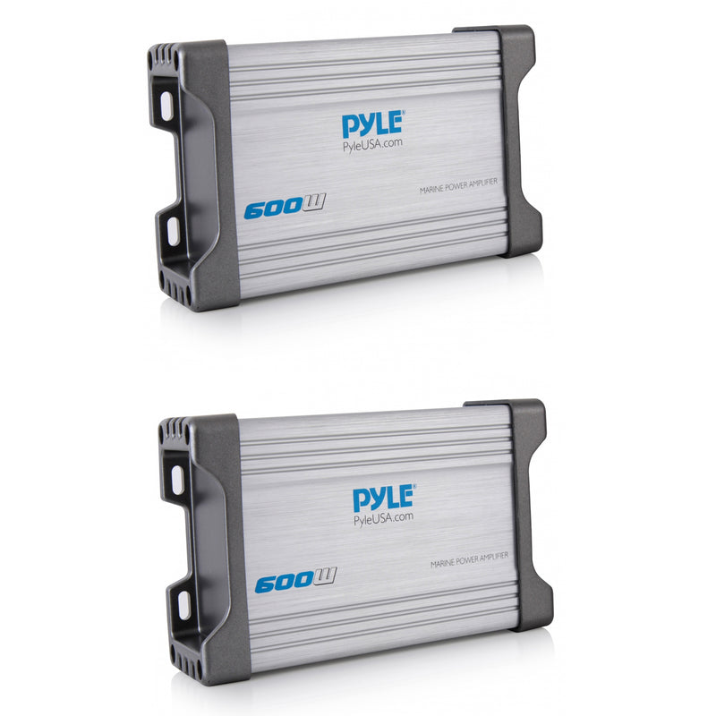 Pyle PLMRMP4A Waterproof 1200 W 4 Channel Marine Power Audio Amplifier (2 Pack)