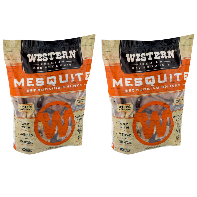 Western Premium BBQ 1.3 Cu Ft Mesquite Flavor Wood Cooking Chunks (2 Pack) - VMInnovations