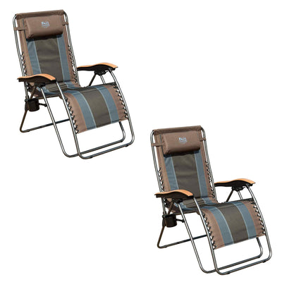 Timber Ridge Zero Gravity Oversized Comfy Stripe Folding Recliner Chair (2 Pack)