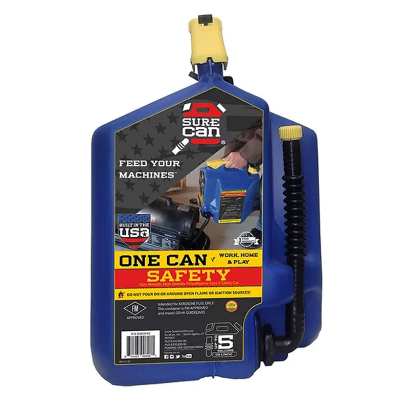 SureCan 5 Gallon Spill Free Type II Self Venting Kerosene Safety Can (2 Pack)