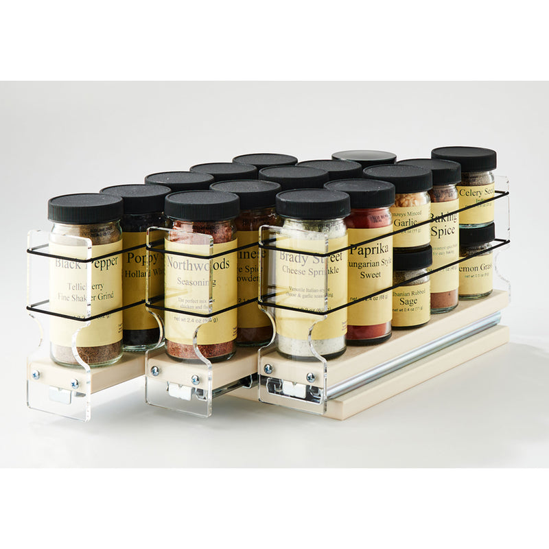 Vertical Spice 10.6" x 6.9" x 5" Cabinet Mount 3-Drawer Spice Organizer, Cream