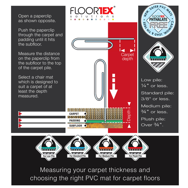 Floortex Cleartex Advantagemat 48x60 Inch Vinyl Chair Mat for Plush Pile Carpets