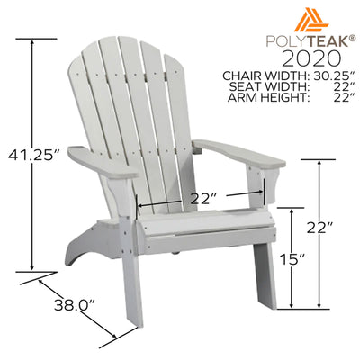 PolyTEAK King Size Adirondack Chair with Durable and Waterproof Material, White