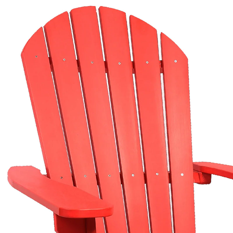 PolyTEAK King Size Adirondack Chair with Waterproof Material, Red, Set of 2