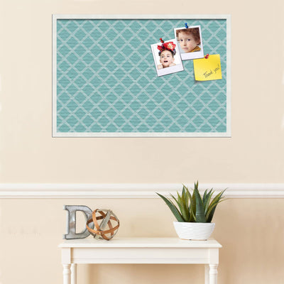 PinPix 36 x 24 Decorative Canvas Bulletin Board, Modern Diamond Pattern, Aqua