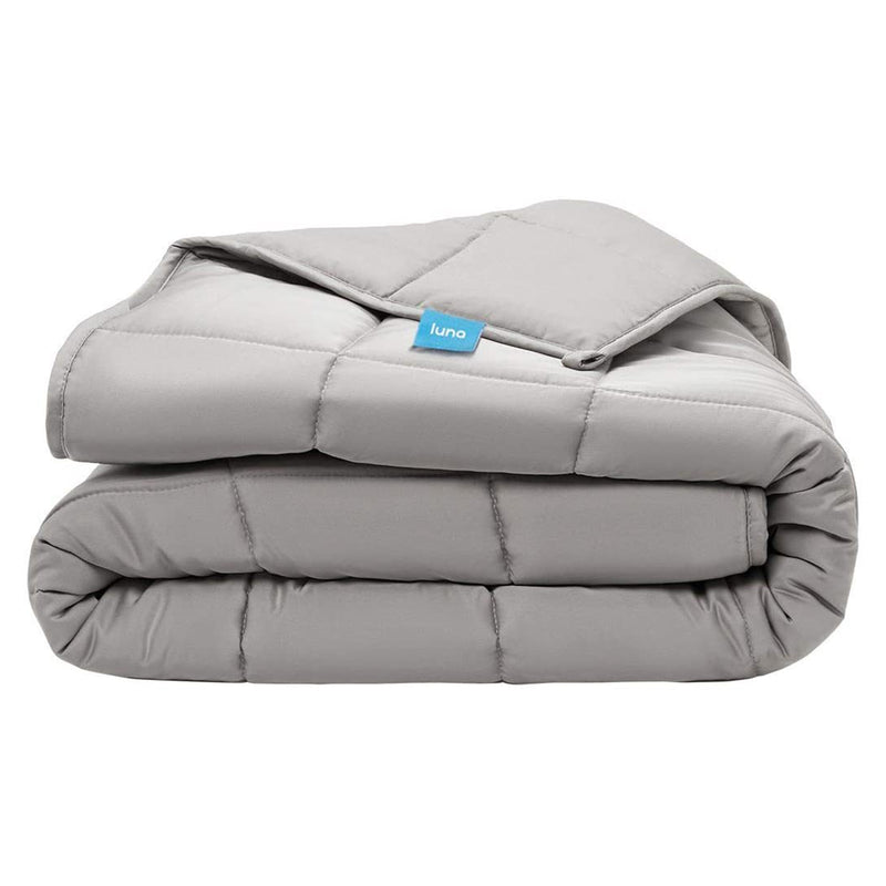 Luna Adult Breathable Cotton Weighted Blanket, 80x60In, 25lbs, Light Grey, Queen